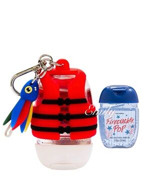 Bath & Body Works Red LIFE JACKET & LURE Sanitizer Holder + FIRECRACKER POP✨